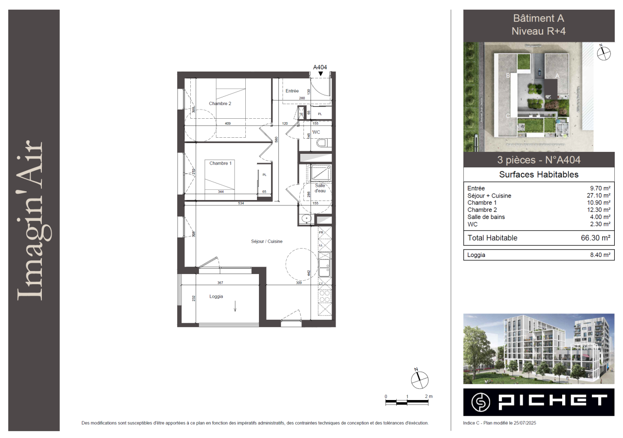 
																																							3 pièces - 
																																						4ème étage - 66m² - 879,79 € - Photo #1