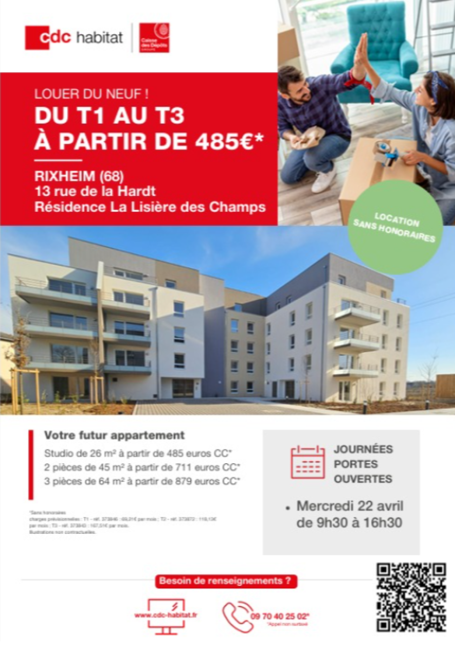 
																																							3 pièces - 
																																						3ème étage - 67m² - 936,17 € - Photo #1