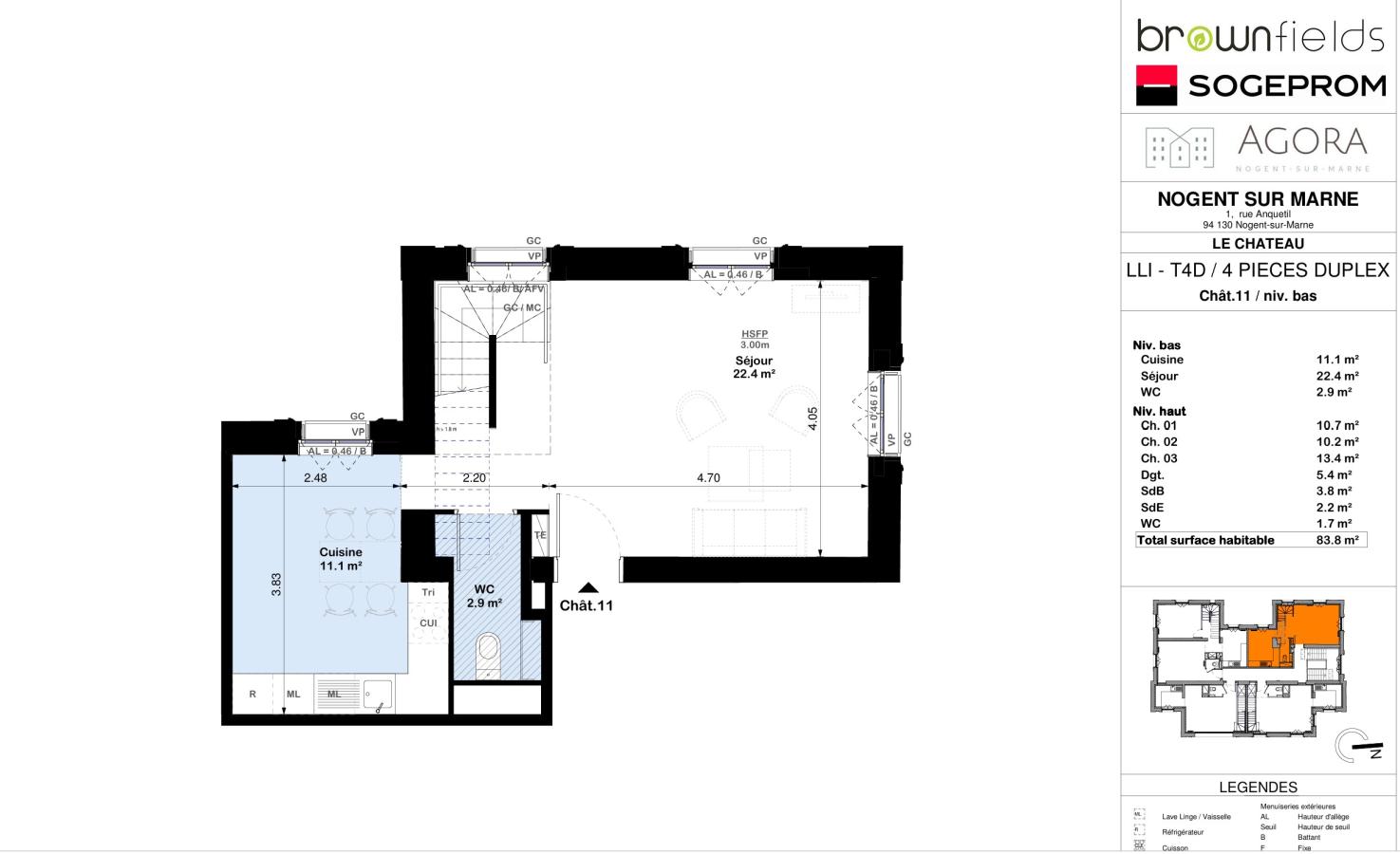 4 pièces - 1er étage - 84m² - 1 768,80 € - Photo #0
