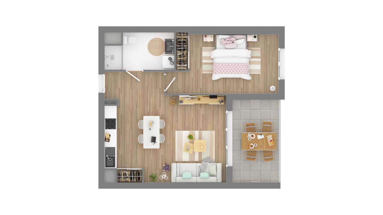 
																																							2 pièces - 
																																						3ème étage - 50m² - 714,63 € - Photo #7