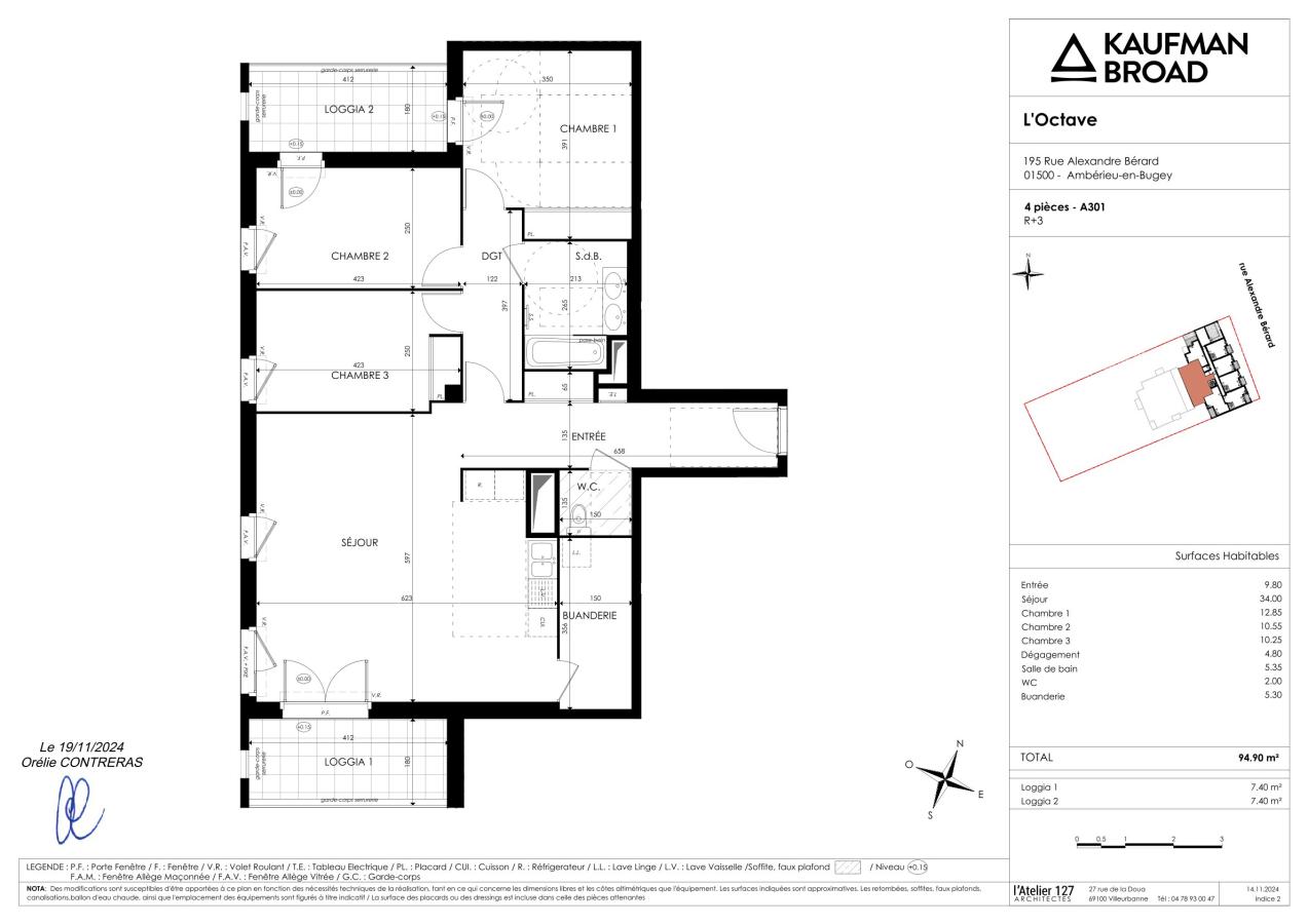 
																																							4 pièces - 
																																						3ème étage - 95m² - 1 265,60 € - Photo #7