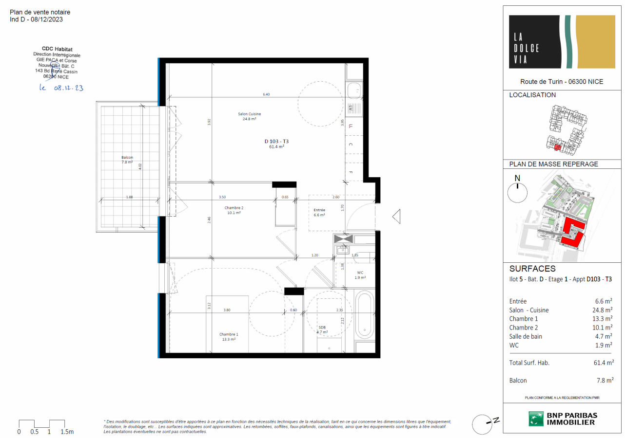 
																																							3 pièces - 
																																						1er étage - 61m² - 1 133,48 € - Photo #7