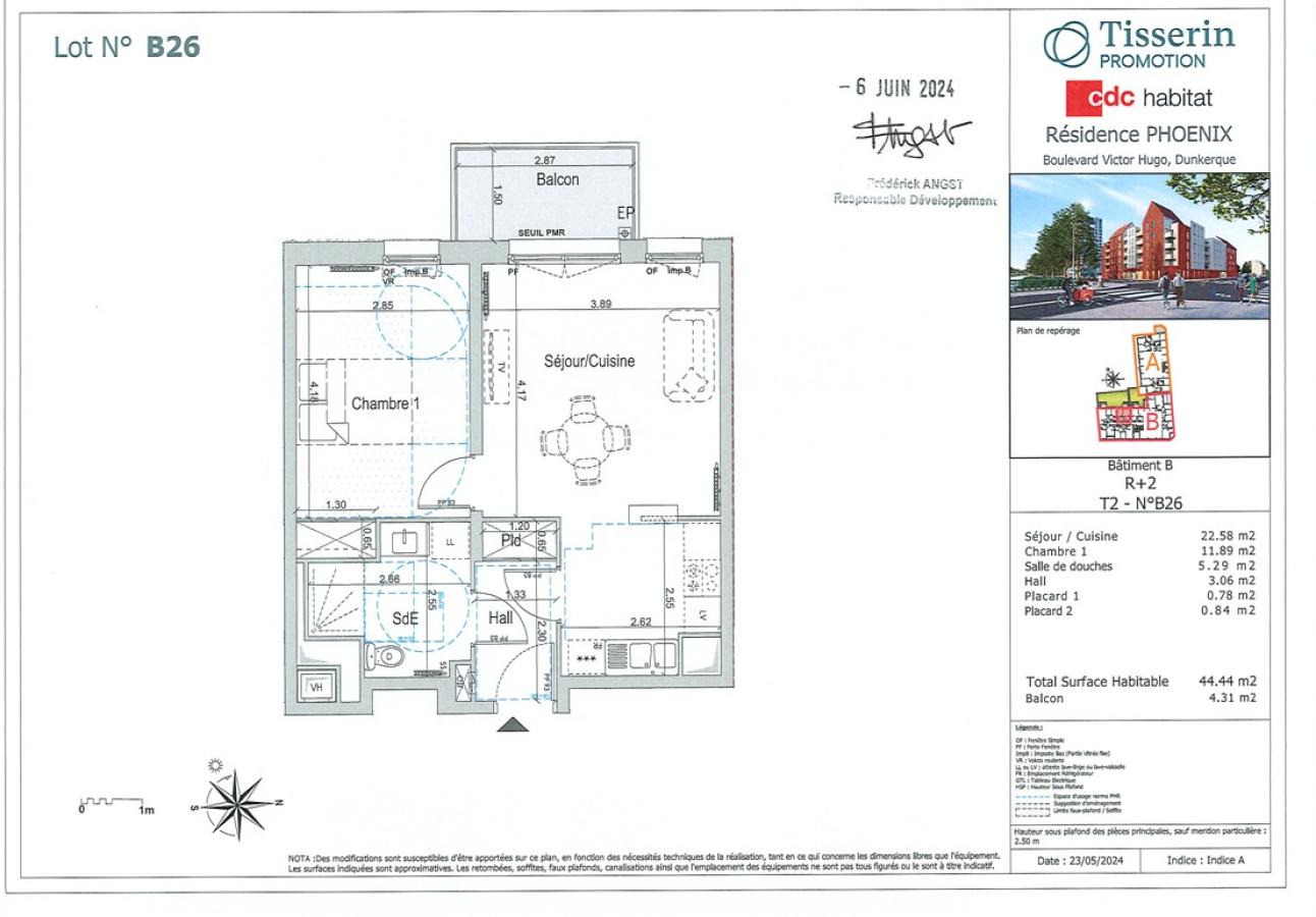 2 pièces - 2ème étage - 44m² - 700,06 € - Photo #0