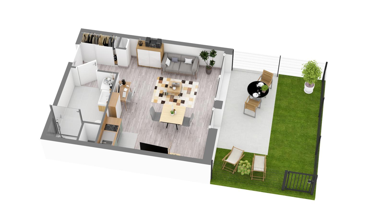1 pièce - 1er étage - 31m² - 555,73 € - Photo #2