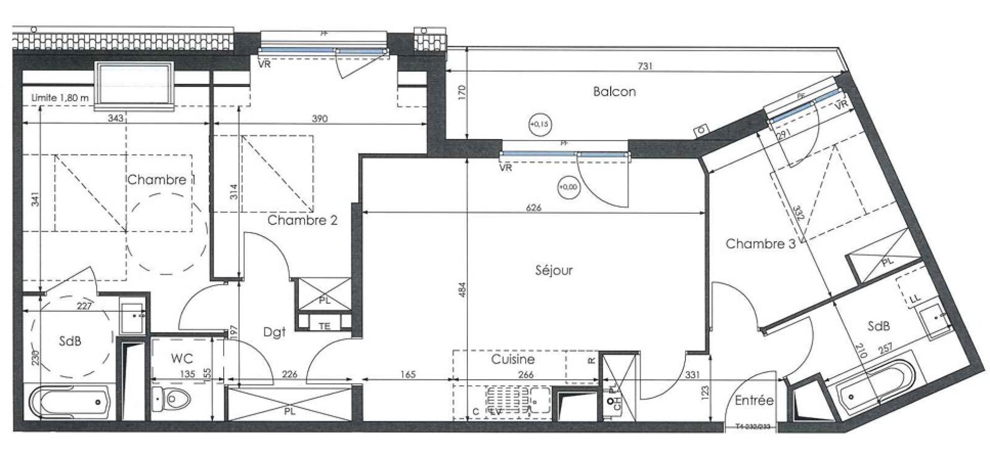 4 pièces - 3ème étage - 86m² - 924,98 € - Photo #5
