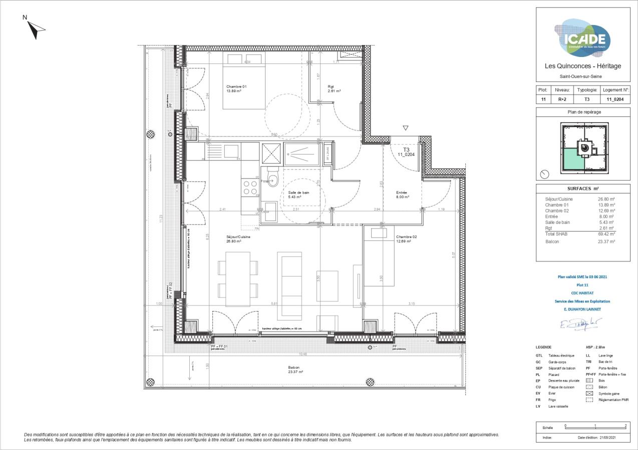 
																																							3 pièces - 
																																						2ème étage - 69m² - 1 487,77 € - Photo #1