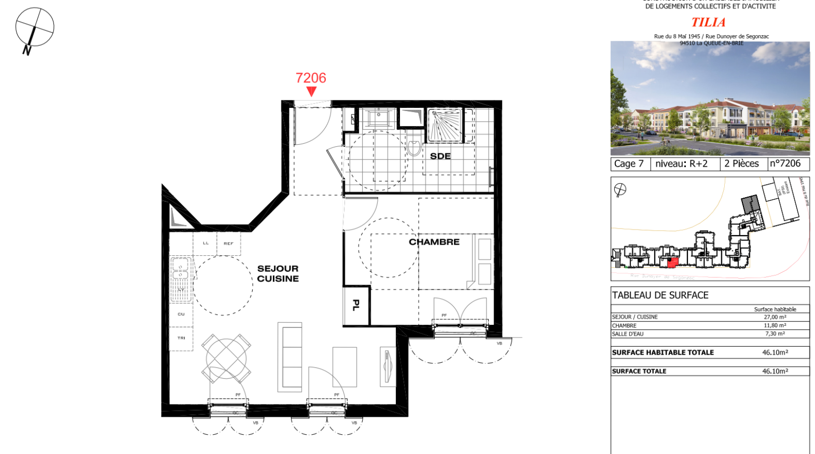 
																			2 pièces - 
																		2ème étage - 46m² - 925,85 € - Photo #0