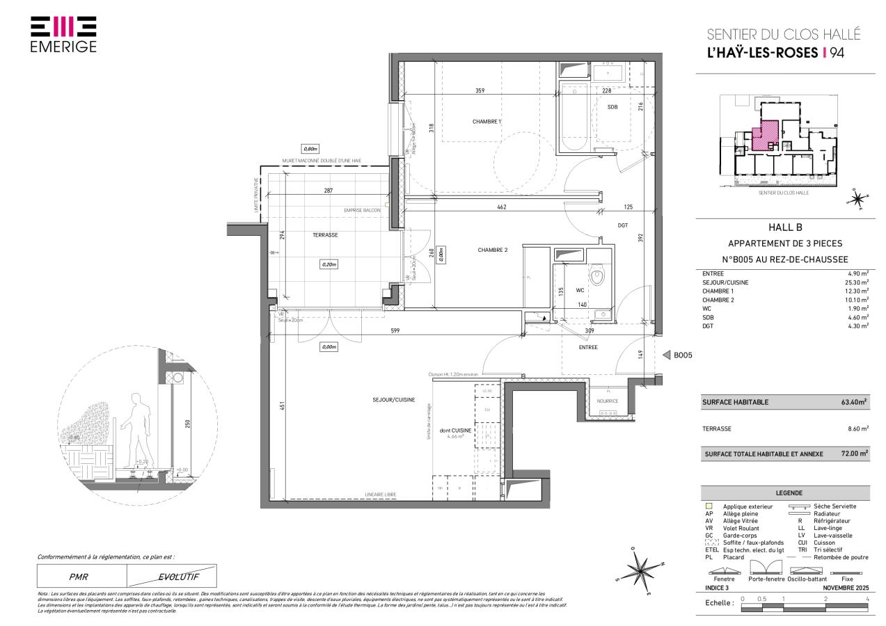 
																			3 pièces - 
																		RDC - 64m² - 1 361,59 € - Photo #0