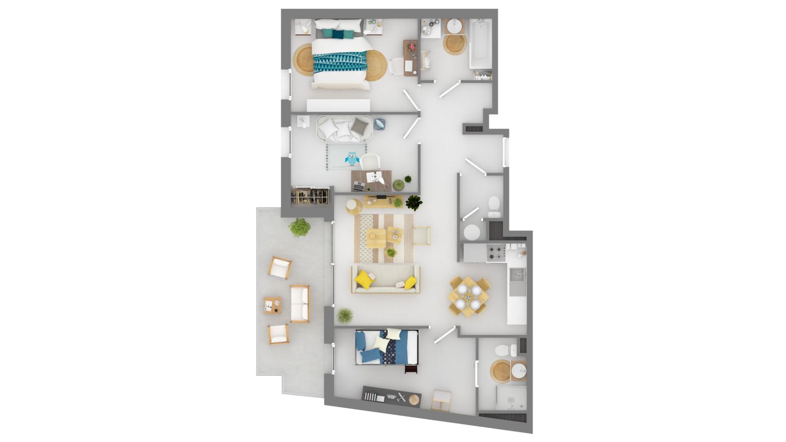 
																																							4 pièces - 
																																						5ème étage - 76m² - 1 999,68 € - Photo #1