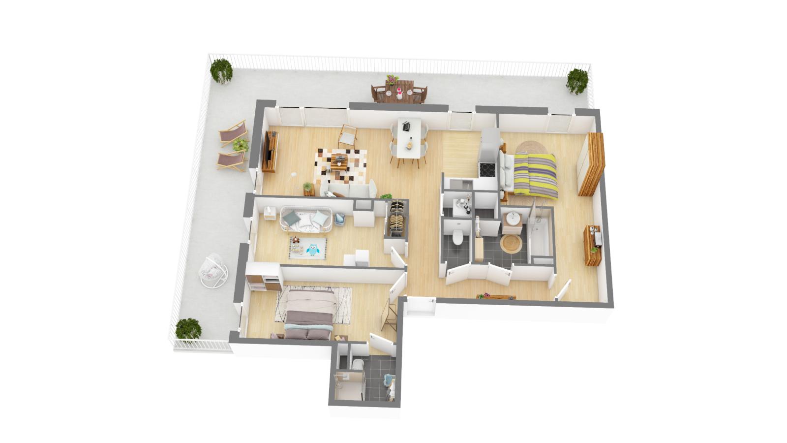 4 pièces - 2ème étage - 90m² - 1 050,01 € - Photo #1