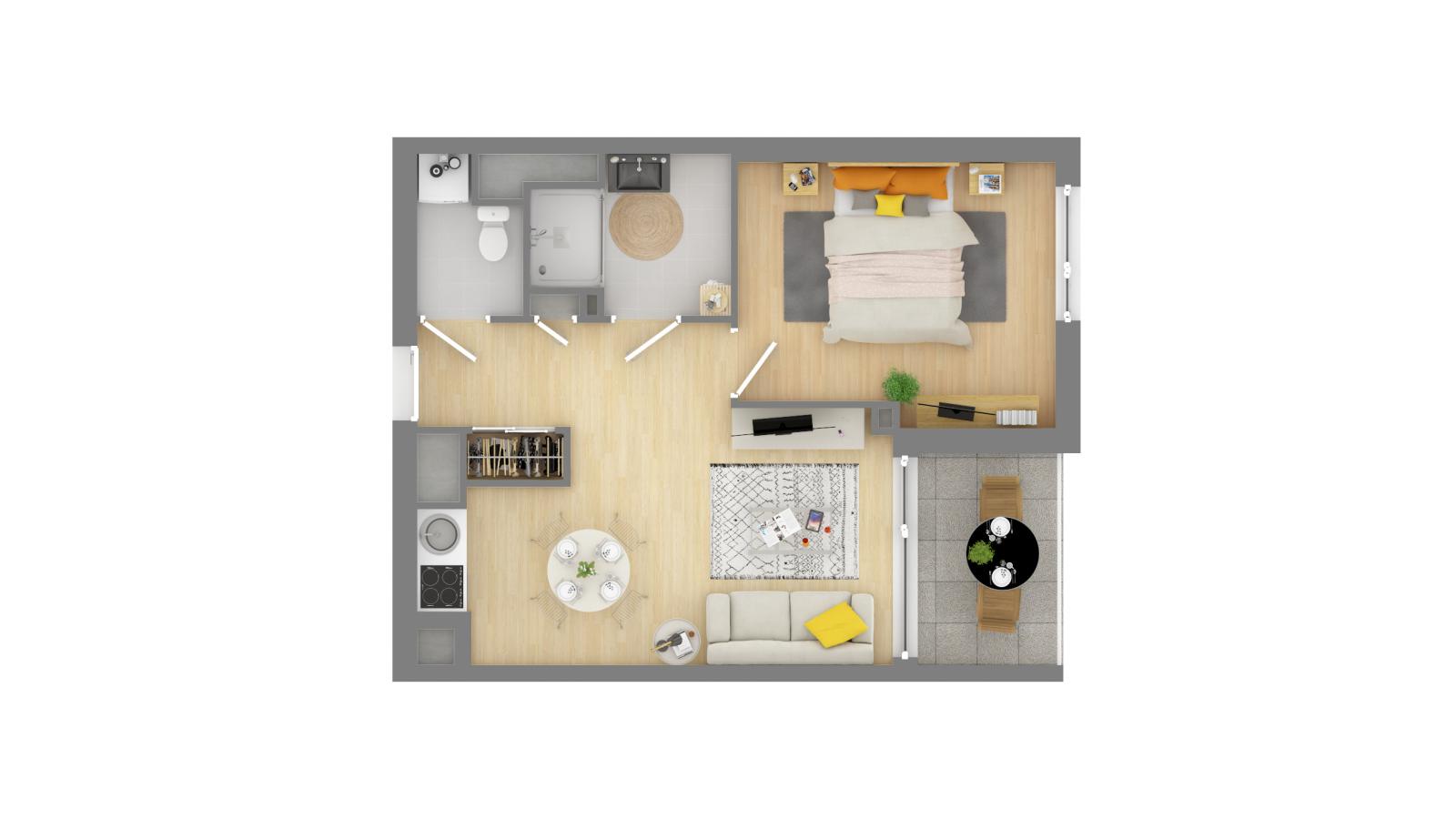 
																			2 pièces - 
																		RDC - 39m² - 672,26 € - Photo #1