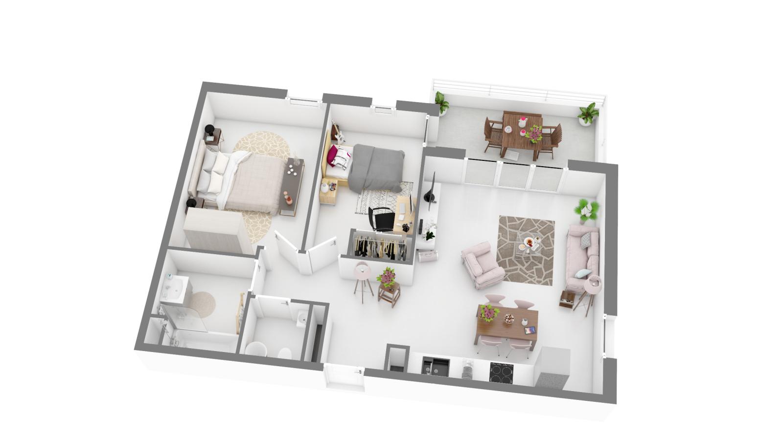 
																			3 pièces - 
																		RDC - 60m² - 1 163,00 € - Photo #0