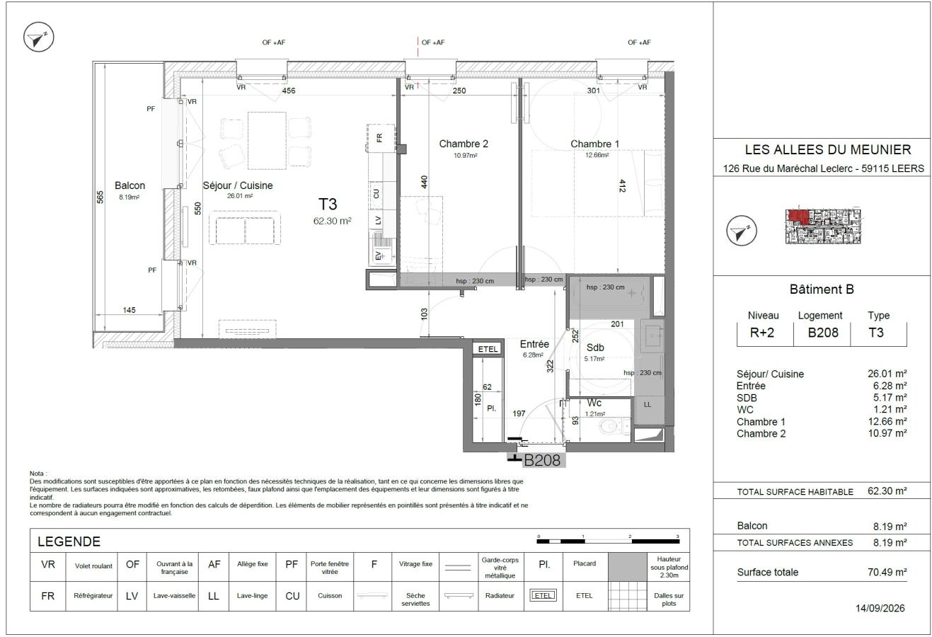 
																																							3 pièces - 
																																						2ème étage - 62m² - 813,59 € - Photo #7