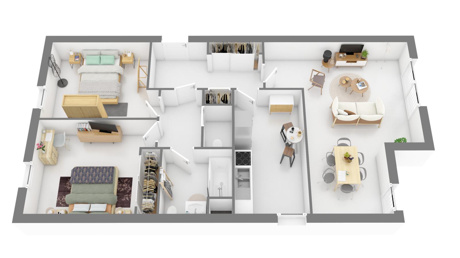 
																																							3 pièces - 
																																						RDC - 60m² - 736,18 € - Photo #2