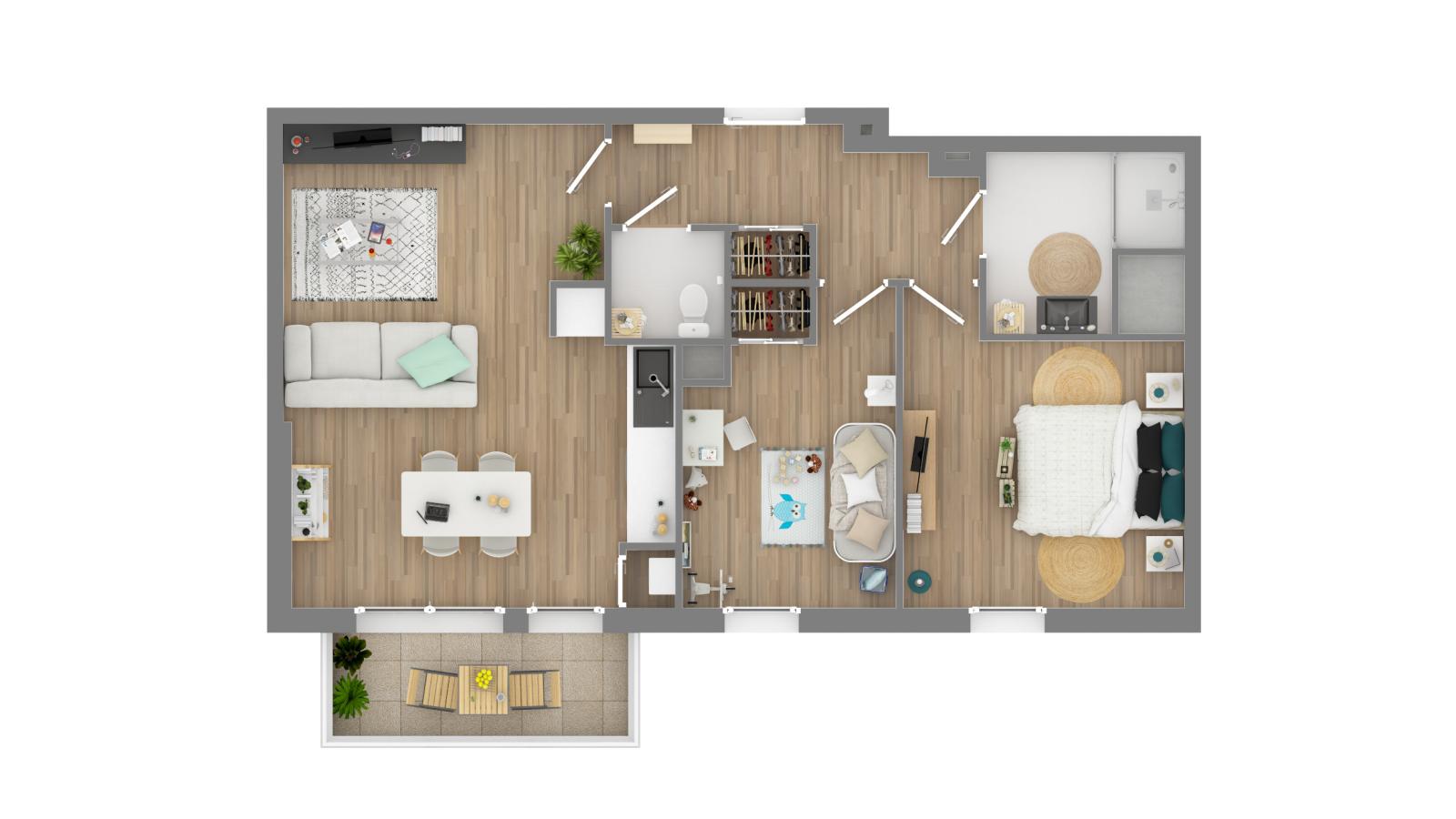 
																																							3 pièces - 
																																						1er étage - 62m² - 795,51 € - Photo #1