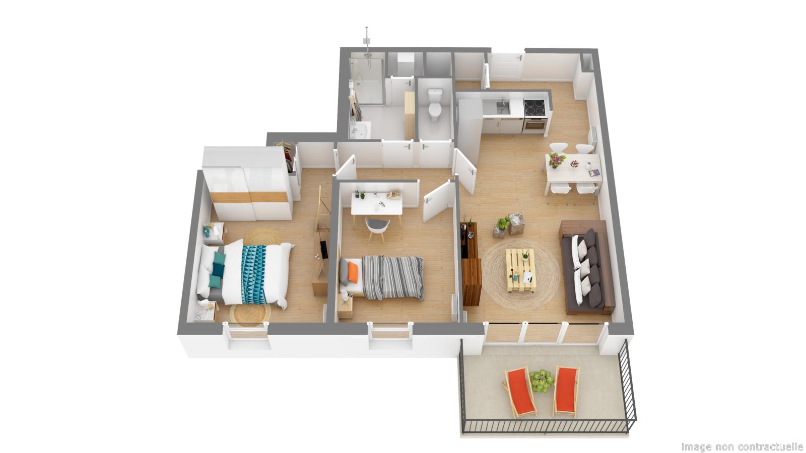 
																																							3 pièces - 
																																						4ème étage - 66m² - 928,69 € - Photo #6