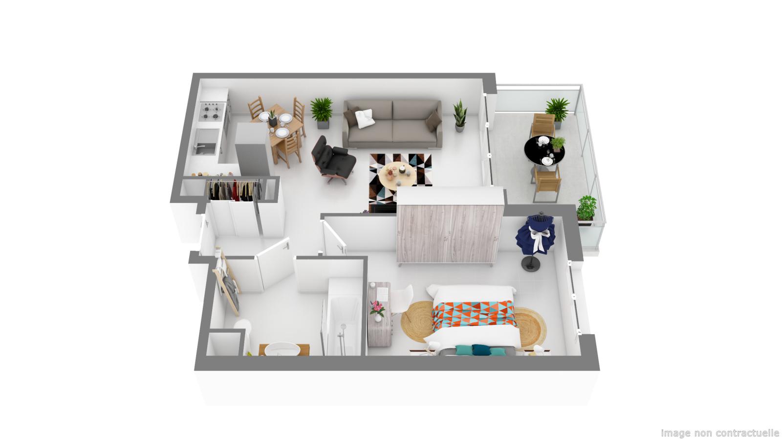 
																																							2 pièces - 
																																						RDC - 45m² - 907,37 € - Photo #1