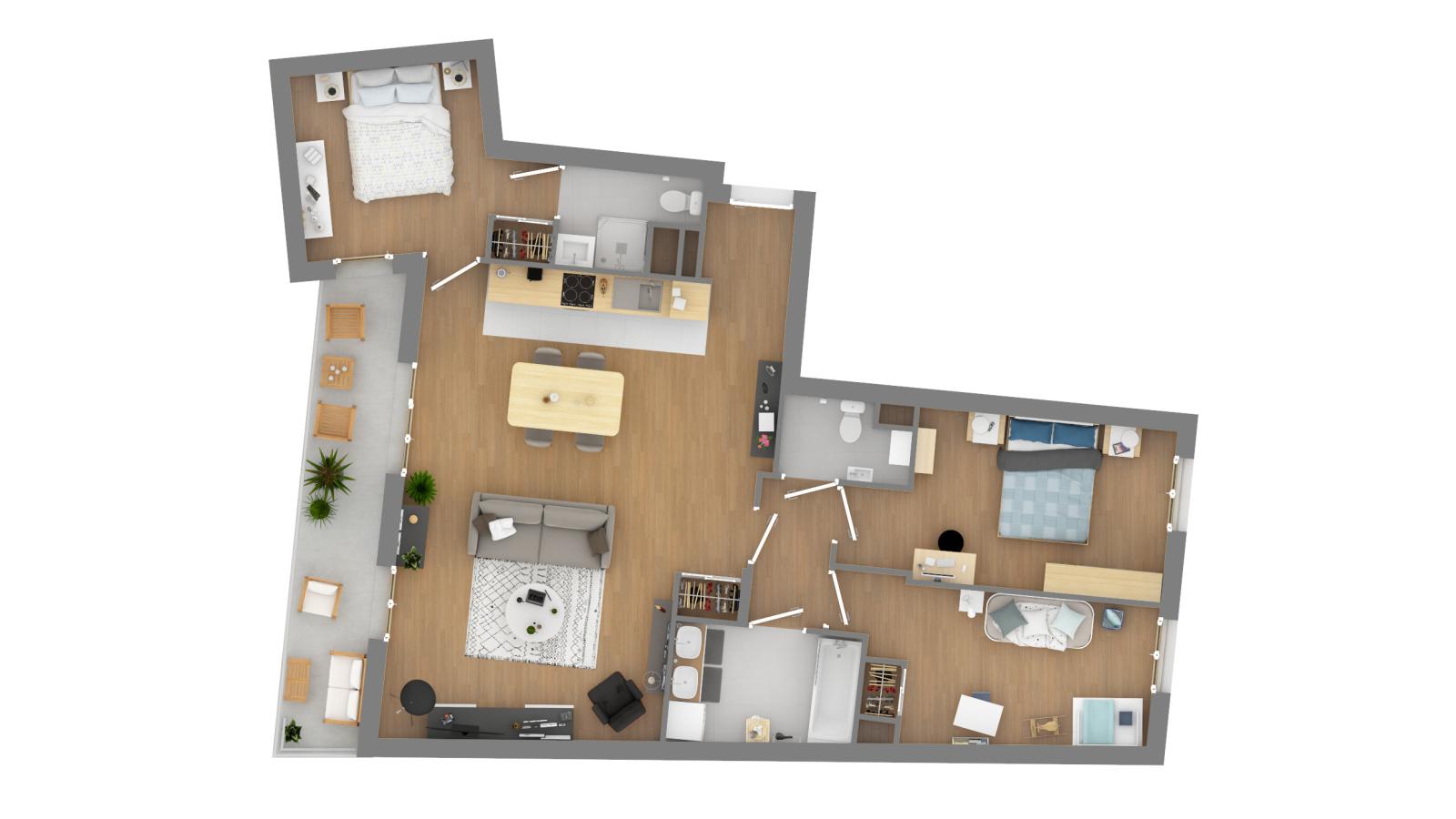 4 pièces - 1er étage - 90m² - 1 171,91 € - Photo #2