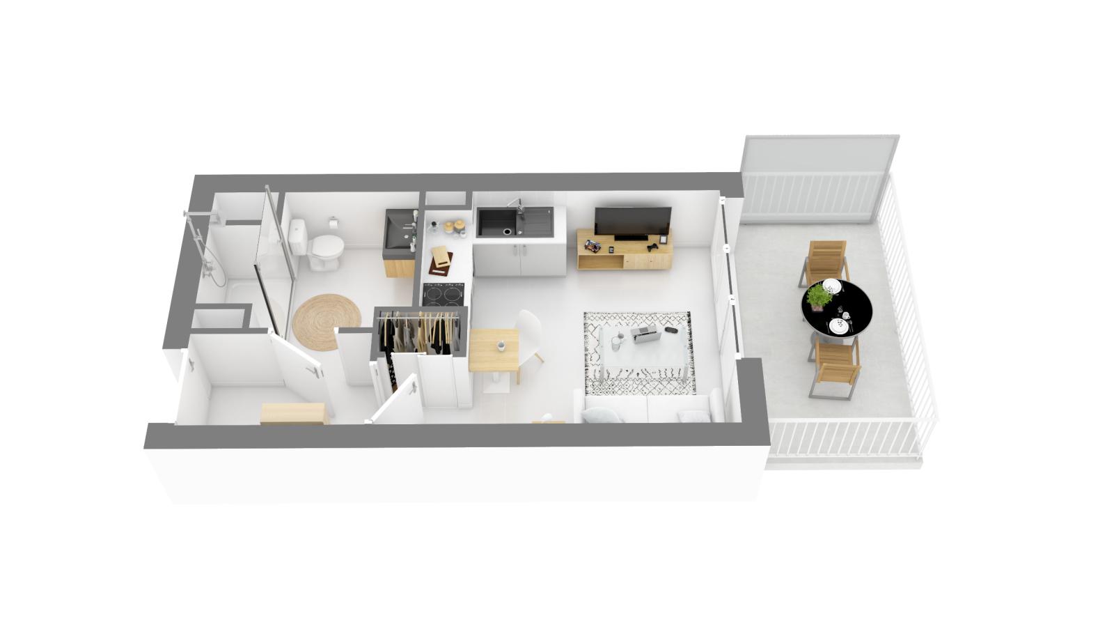 
																																							1 pièce - 
																																						5ème étage - 21m² - 454,16 € - Photo #1