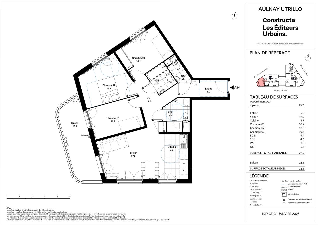 
																																							4 pièces - 
																																						2ème étage - 80m² - 1 437,45 € - Photo #1
