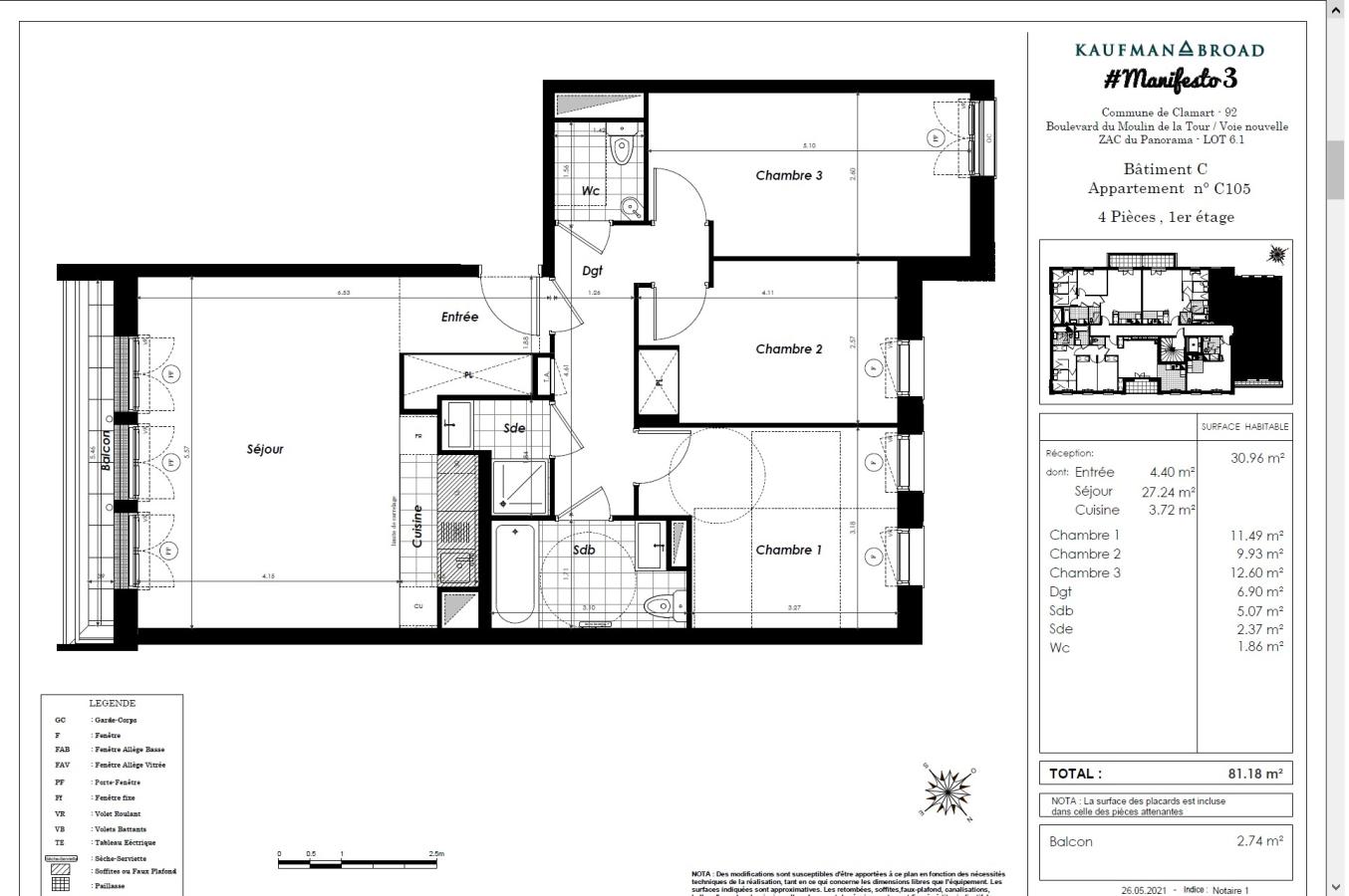 
																			4 pièces - 
																		1er étage - 86m² - 1 867,48 € - Photo #1
