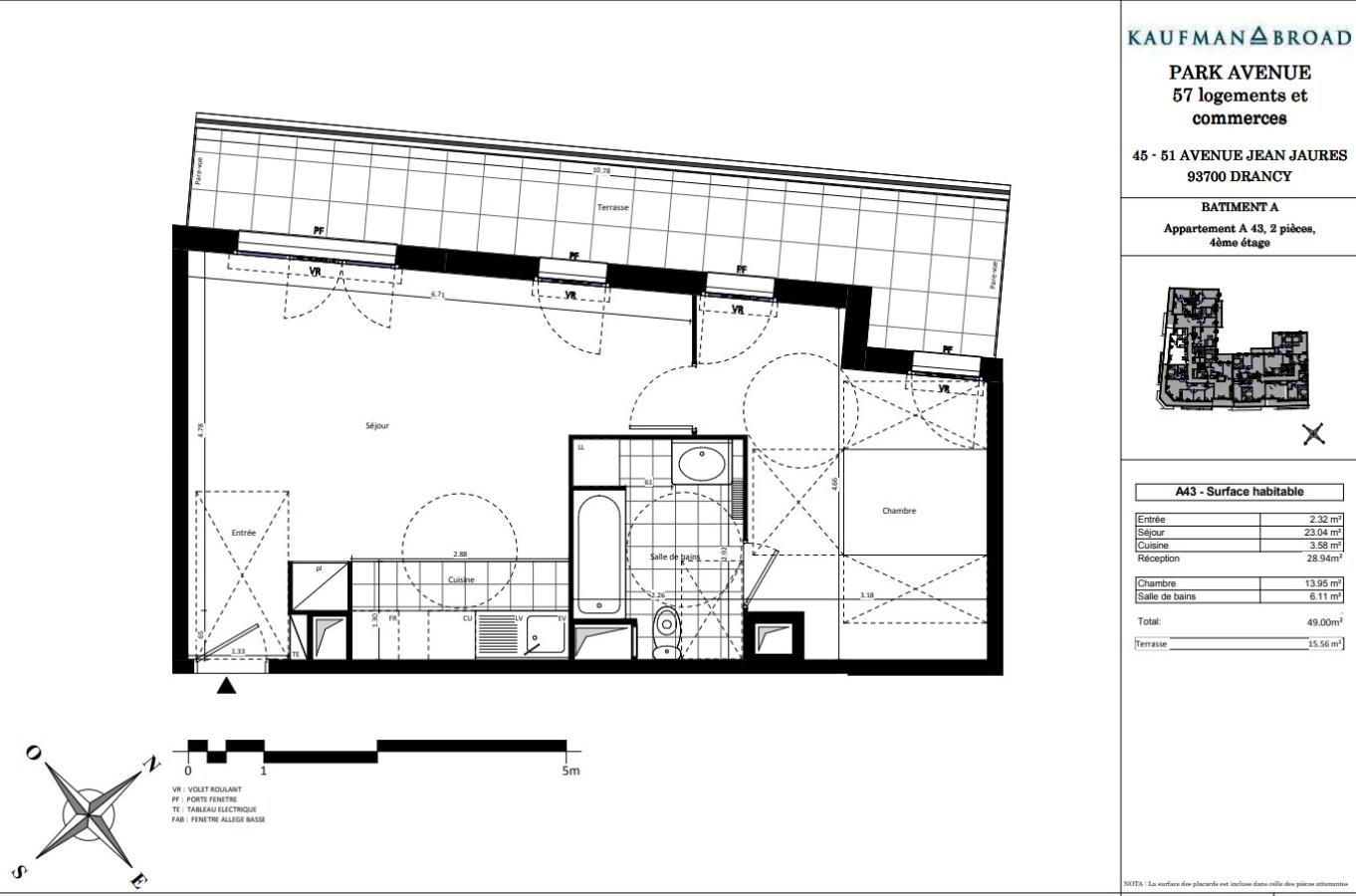 
																			2 pièces - 
																		4ème étage - 48m² - 173 800 € - Photo #1