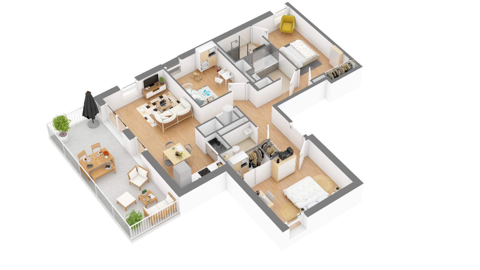 4 pièces - 4ème étage - 84m² - 970,79 € - Photo #3