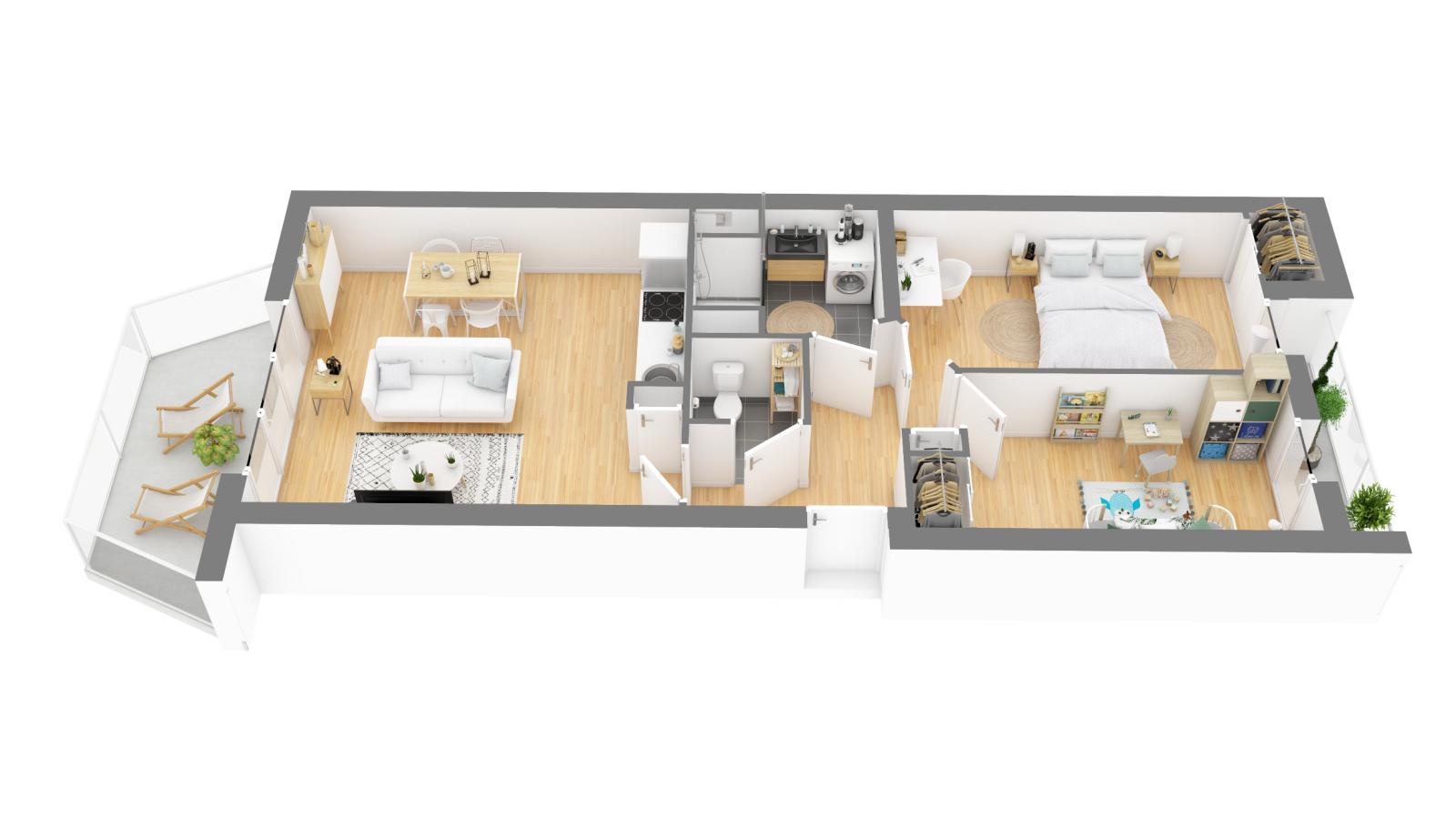 
																			3 pièces - 
																		3ème étage - 61m² - 865,16 € - Photo #2