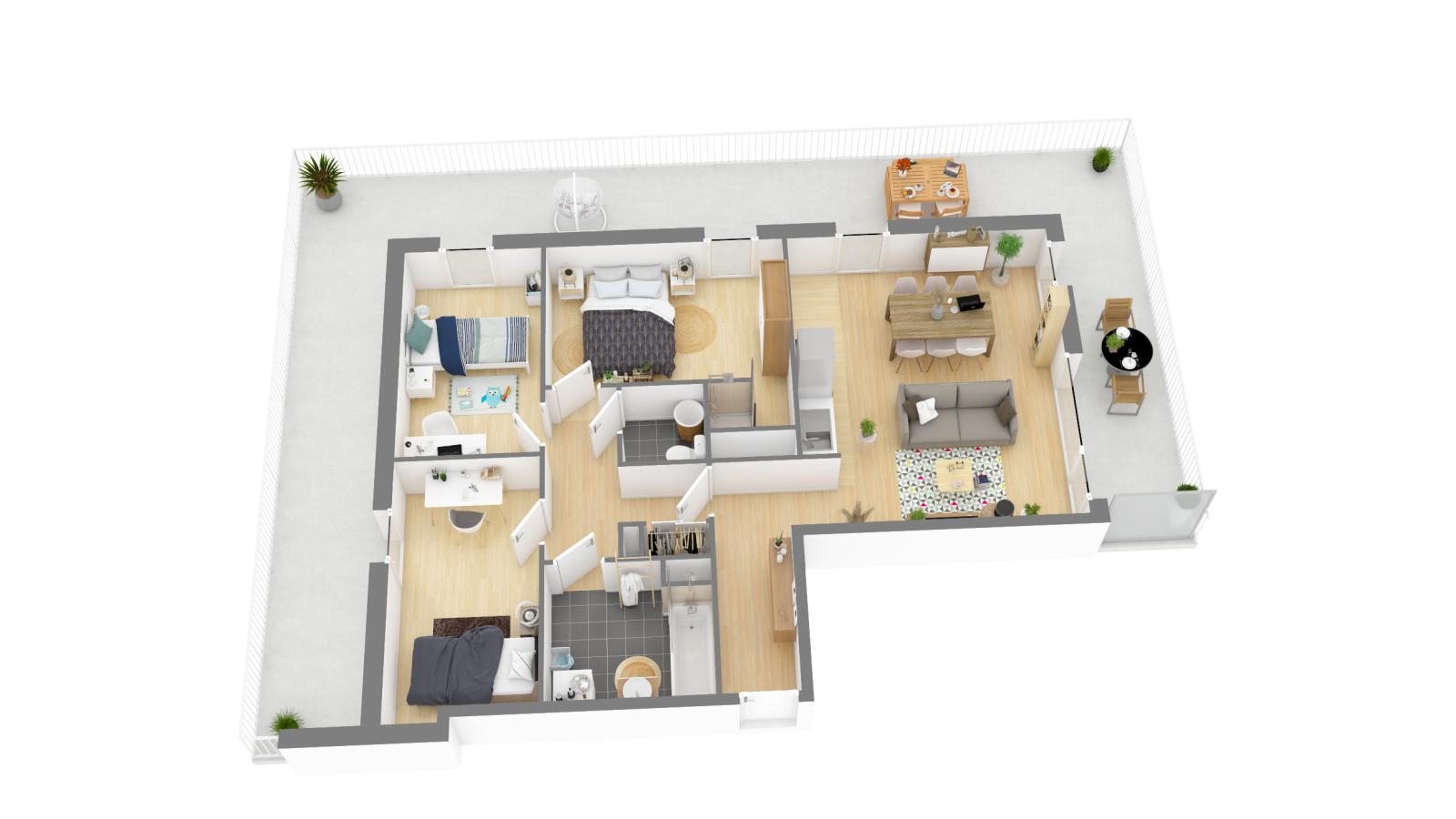 4 pièces - 2ème étage - 76m² - 918,26 € - Photo #1