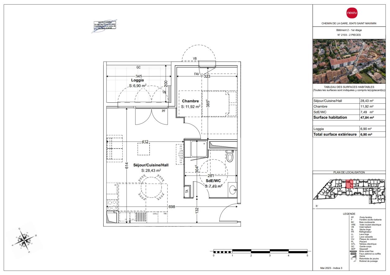 
																																							2 pièces - 
																																						1er étage - 48m² - 631,79 € - Photo #1