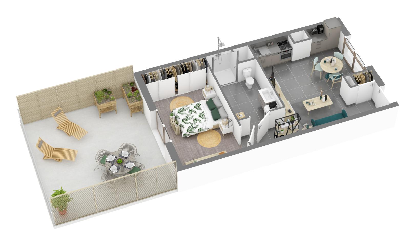 2 pièces - RDC - 46m² - 702,89 € - Photo #2
