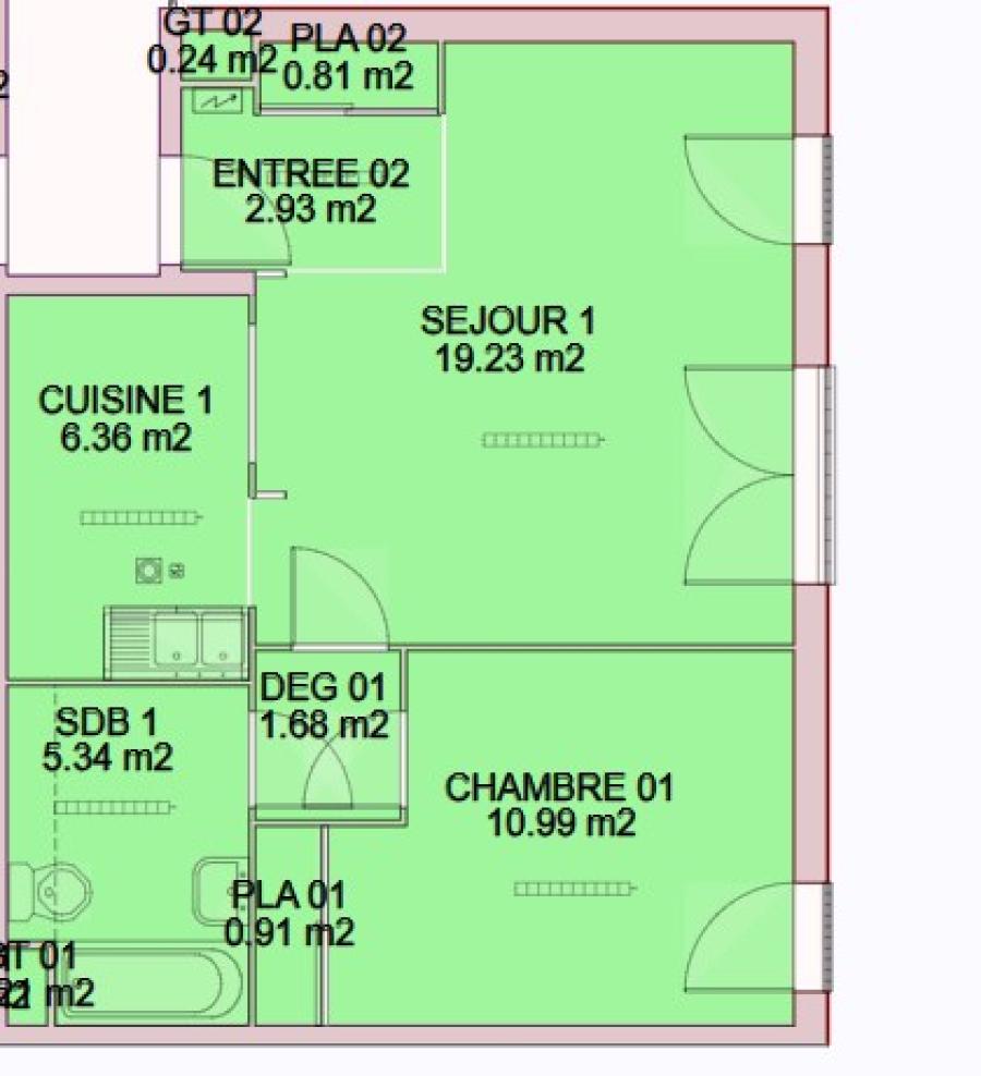 
																																							2 pièces - 
																																						3ème étage - 48m² - 856,88 € - Photo #4