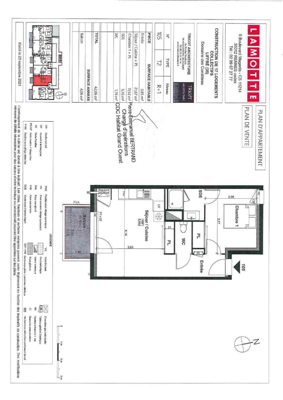 
																																							2 pièces - 
																																						1er étage - 42m² - 547,15 € - Photo #7