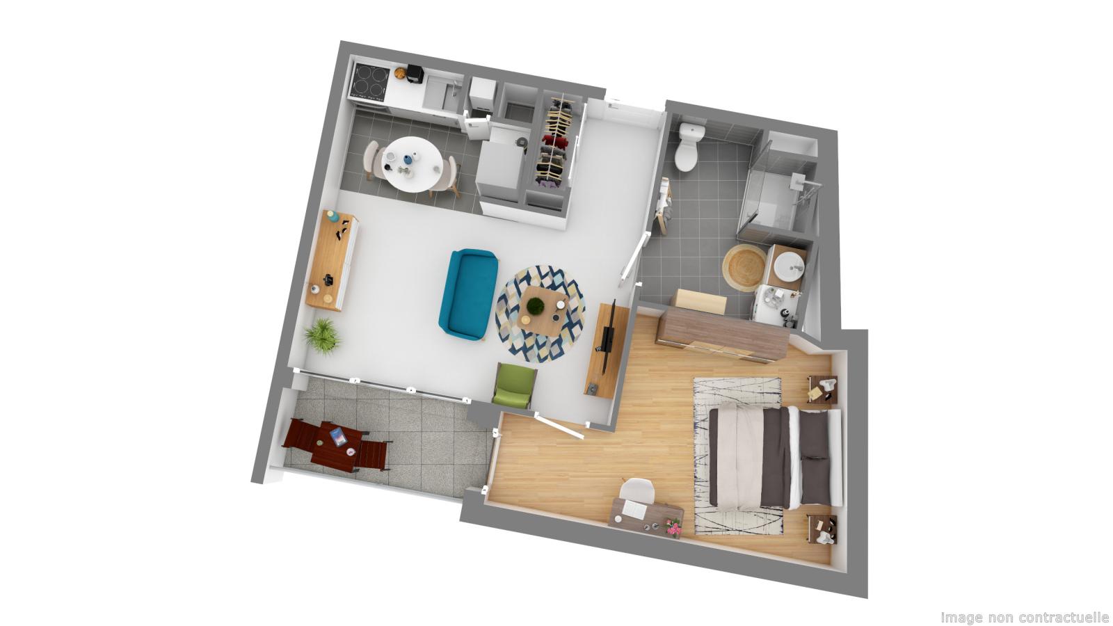 
																																							2 pièces - 
																																						RDC - 46m² - 566,55 € - Photo #1
