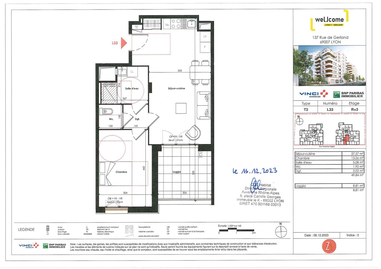 2 pièces - 3ème étage - 50m² - 814,09 € - Photo #0