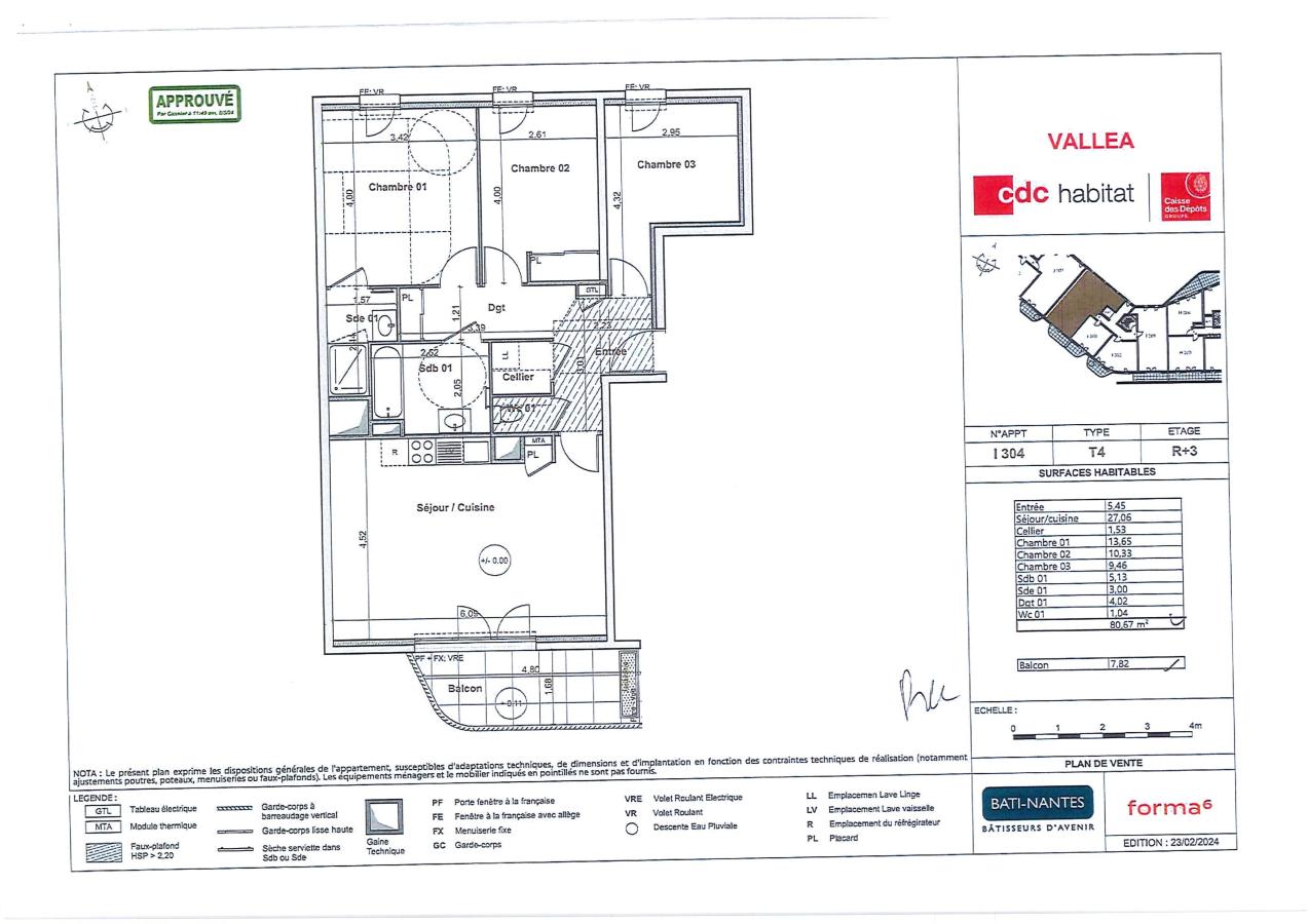 
																																							4 pièces - 
																																						3ème étage - 81m² - 1 110,08 € - Photo #1