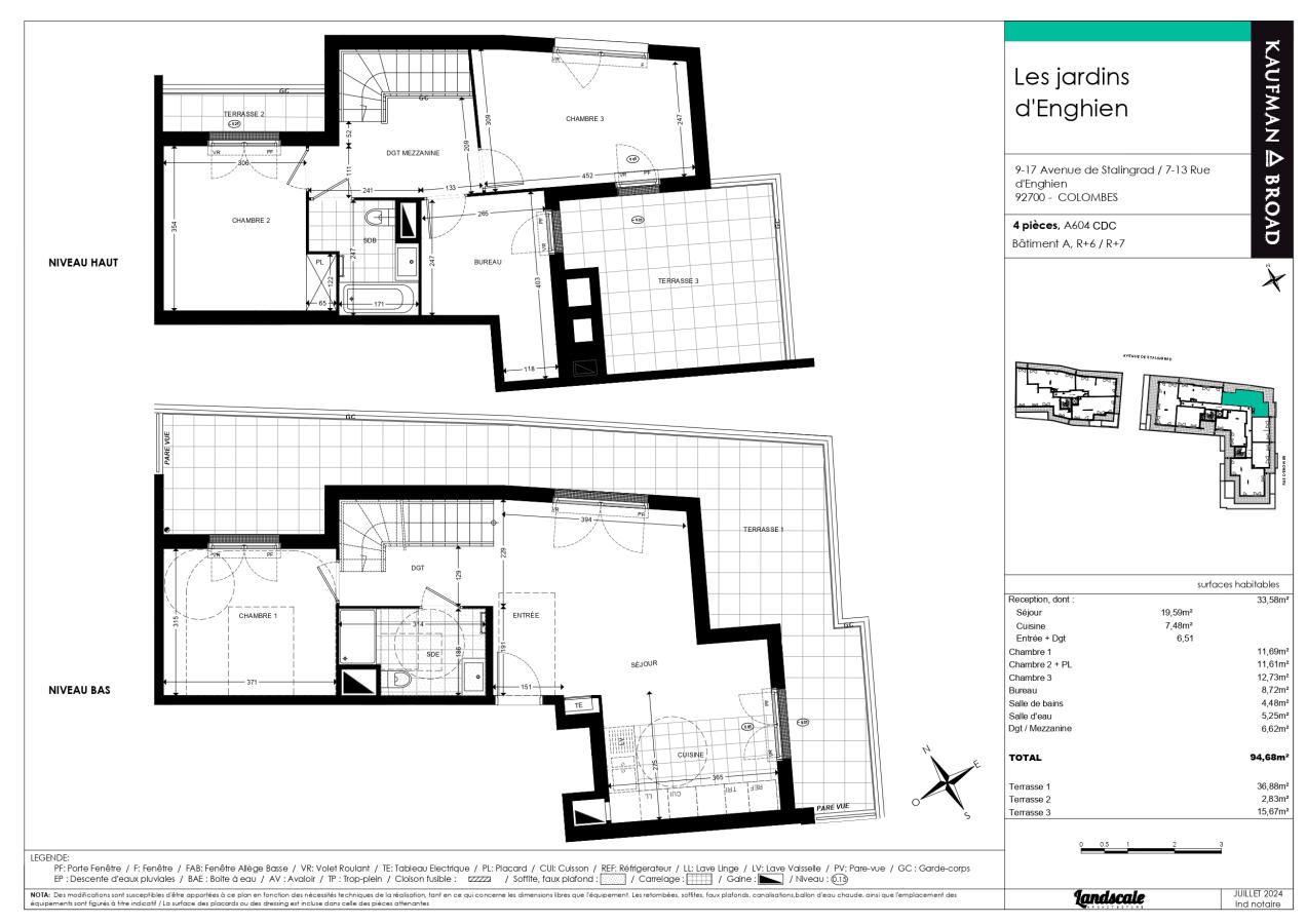4 pièces - 6ème étage - 95m² - 1 999,24 € - Photo #1
