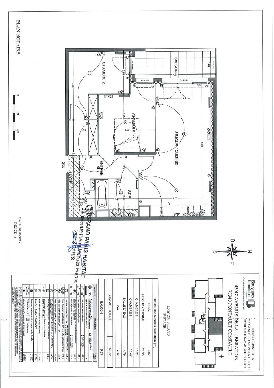 
																																							3 pièces - 
																																						2ème étage - 63m² - 1 048,17 € - Photo #1