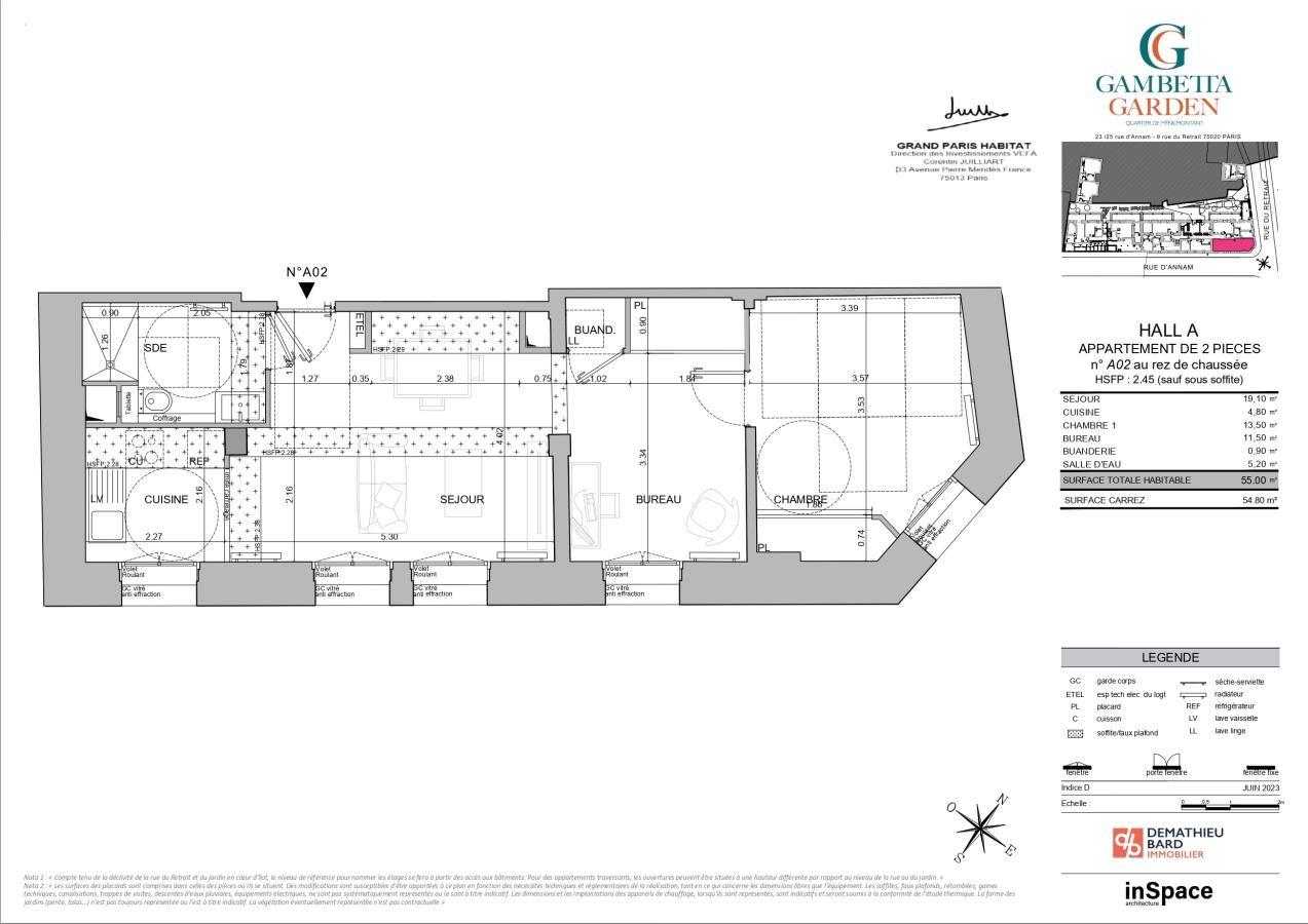 
																			2 pièces - 
																		RDC - 55m² - 1 794,96 € - Photo #0