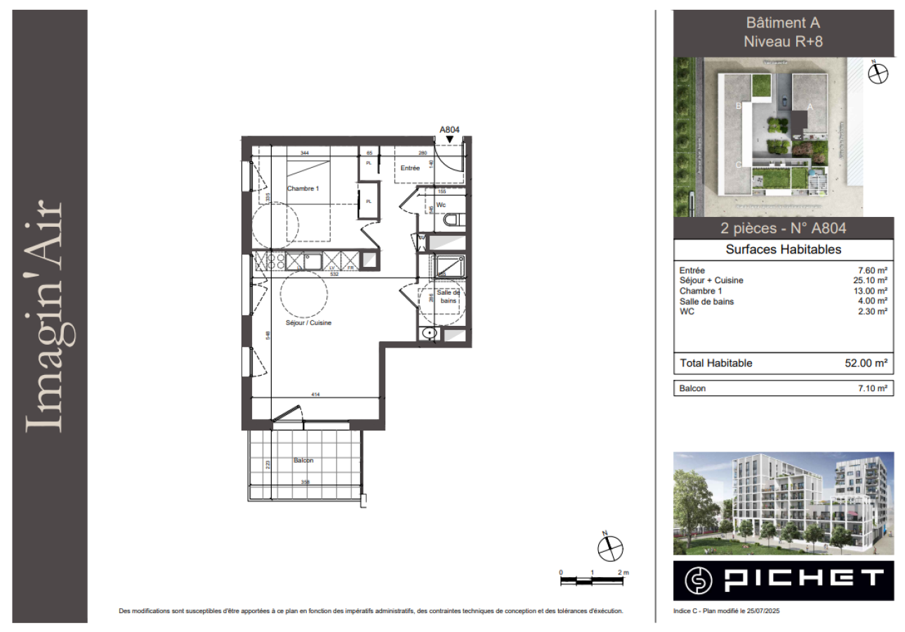 
																																							2 pièces - 
																																						8ème étage - 52m² - 862,89 € - Photo #1