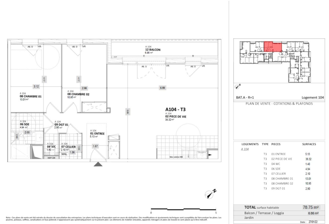 
																																							3 pièces - 
																																						1er étage - 79m² - 1 004,92 € - Photo #6