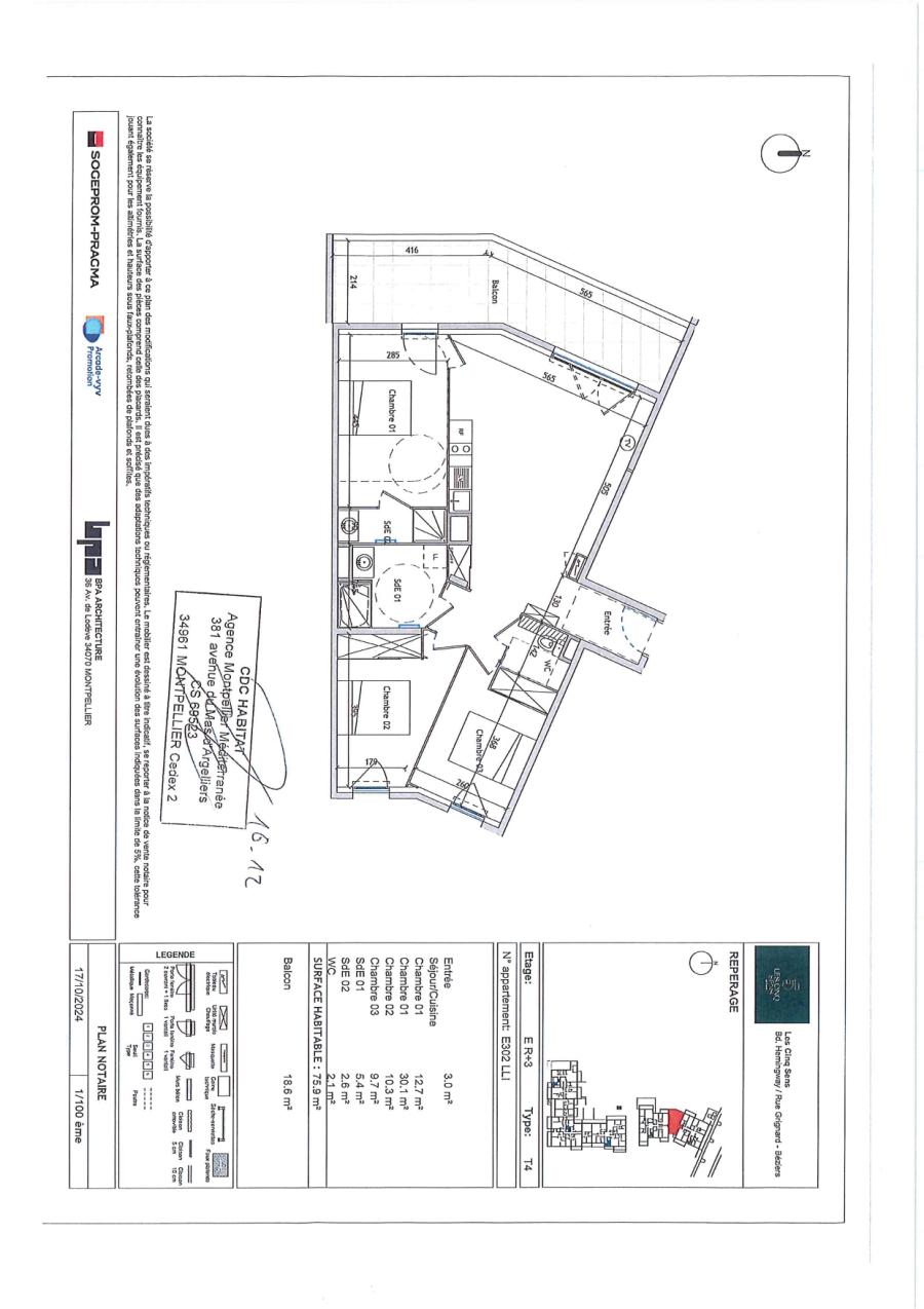 
																																							4 pièces - 
																																						3ème étage - 76m² - 915,47 € - Photo #1