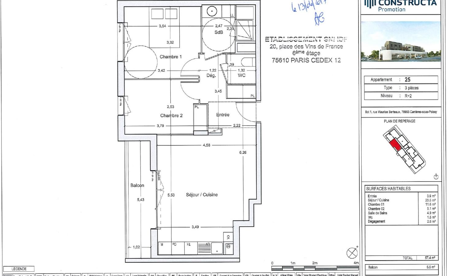 3 pièces - 2ème étage - 57m² - 1 037,56 € - Photo #5