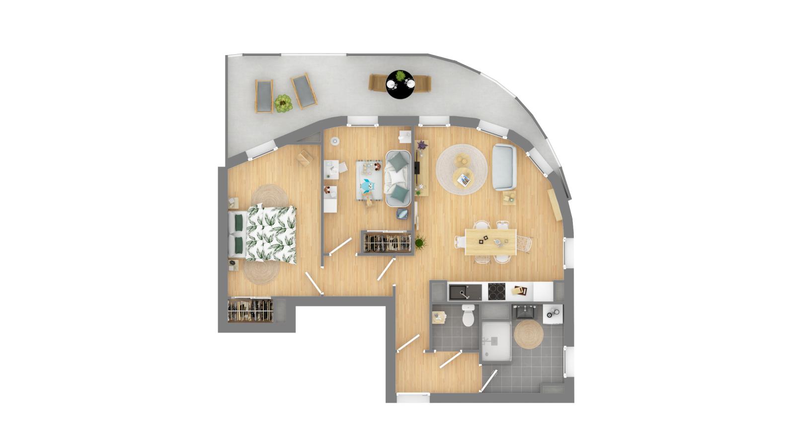 
																																							3 pièces - 
																																						2ème étage - 60m² - 871,71 € - Photo #3