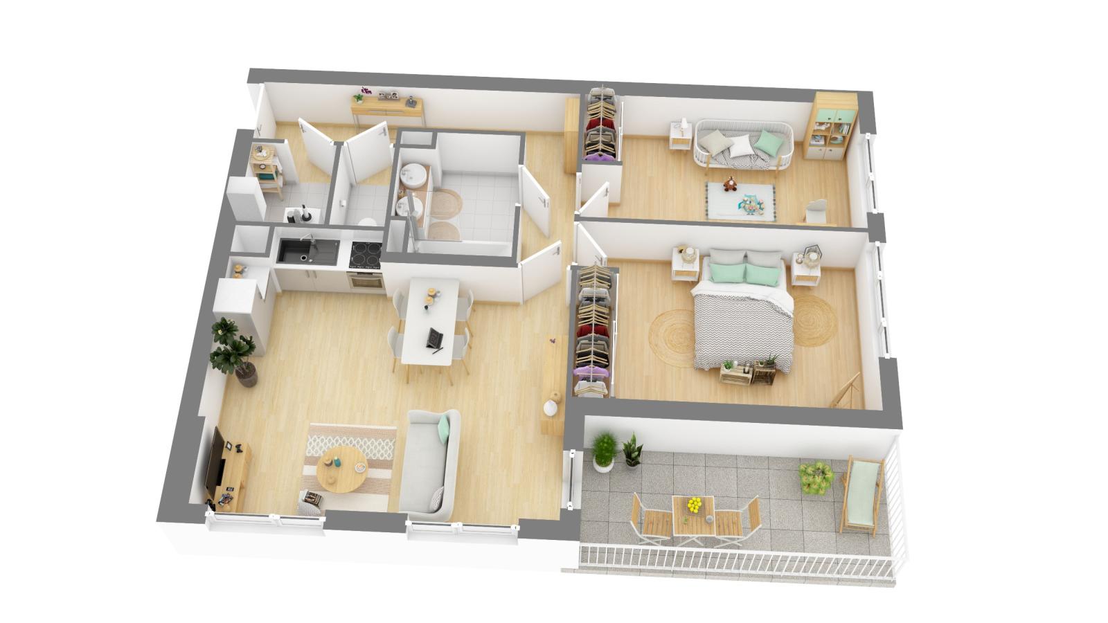 
																																							3 pièces - 
																																						2ème étage - 71m² - 790,41 € - Photo #2
