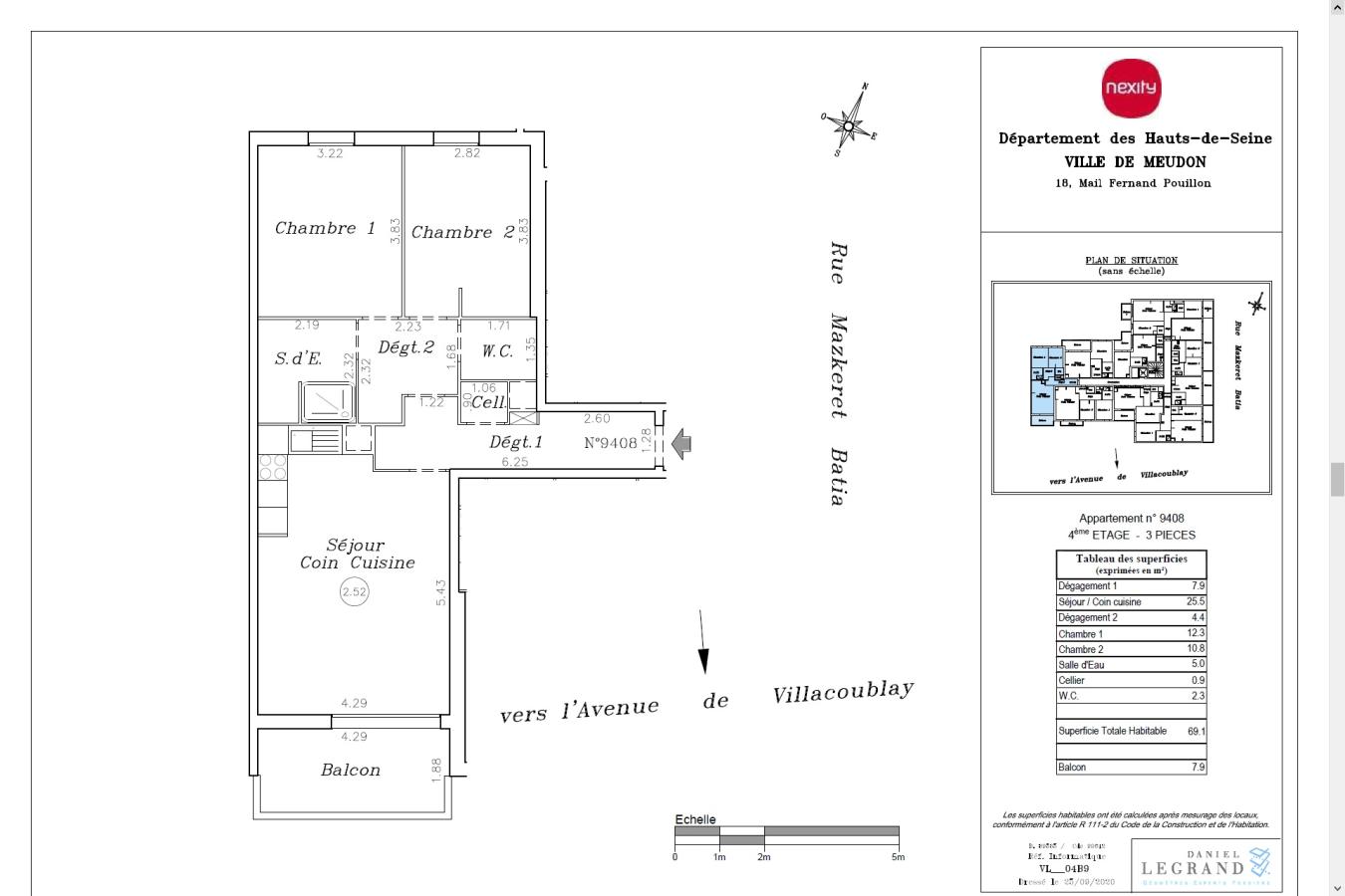 
																			3 pièces - 
																		4ème étage - 69m² - 1 544,32 € - Photo #1
