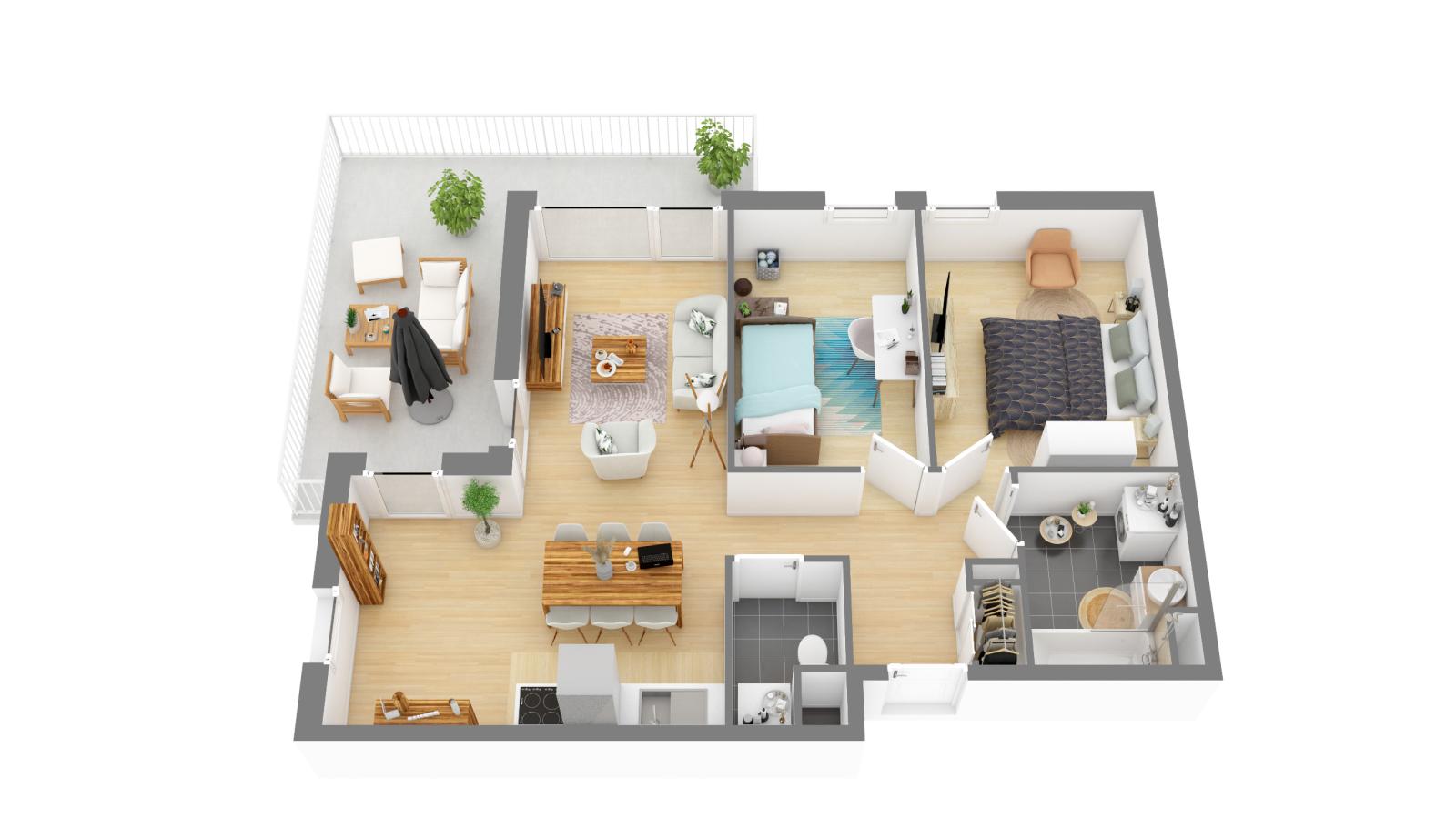 3 pièces - 1er étage - 65m² - 822,39 € - Photo #1