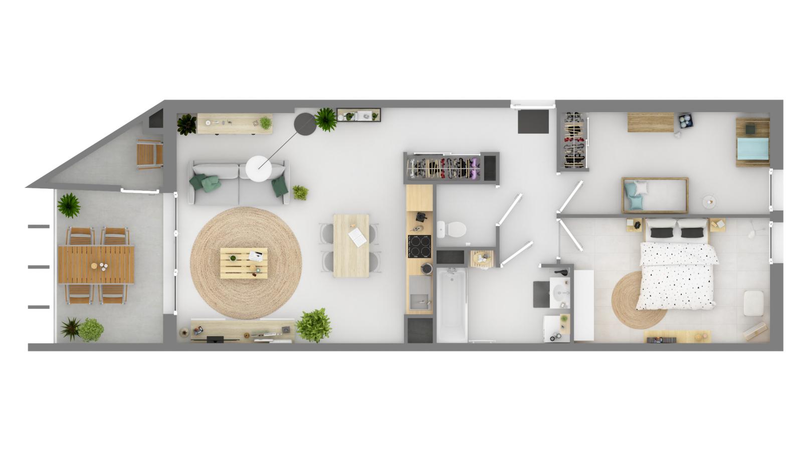 3 pièces - 8ème étage - 68m² - 1 296,25 € - Photo #2