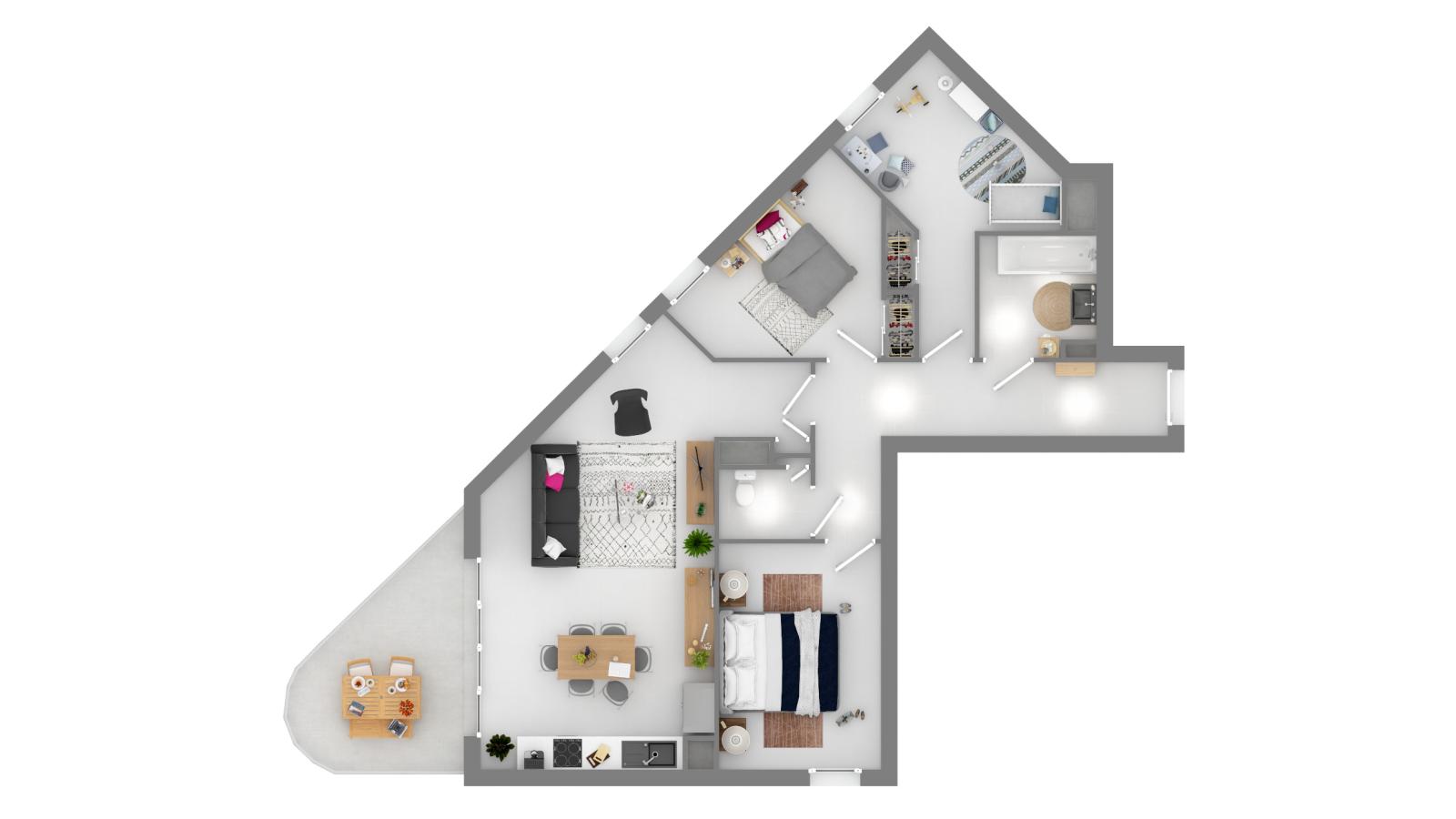 4 pièces - 8ème étage - 84m² - 1 299,78 € - Photo #4