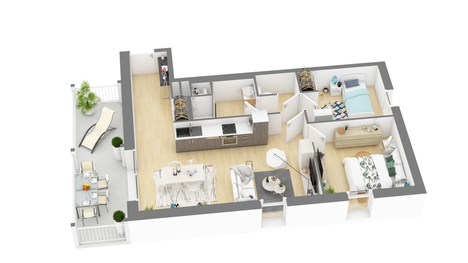 
																																							3 pièces - 
																																						1er étage - 63m² - 714,30 € - Photo #4